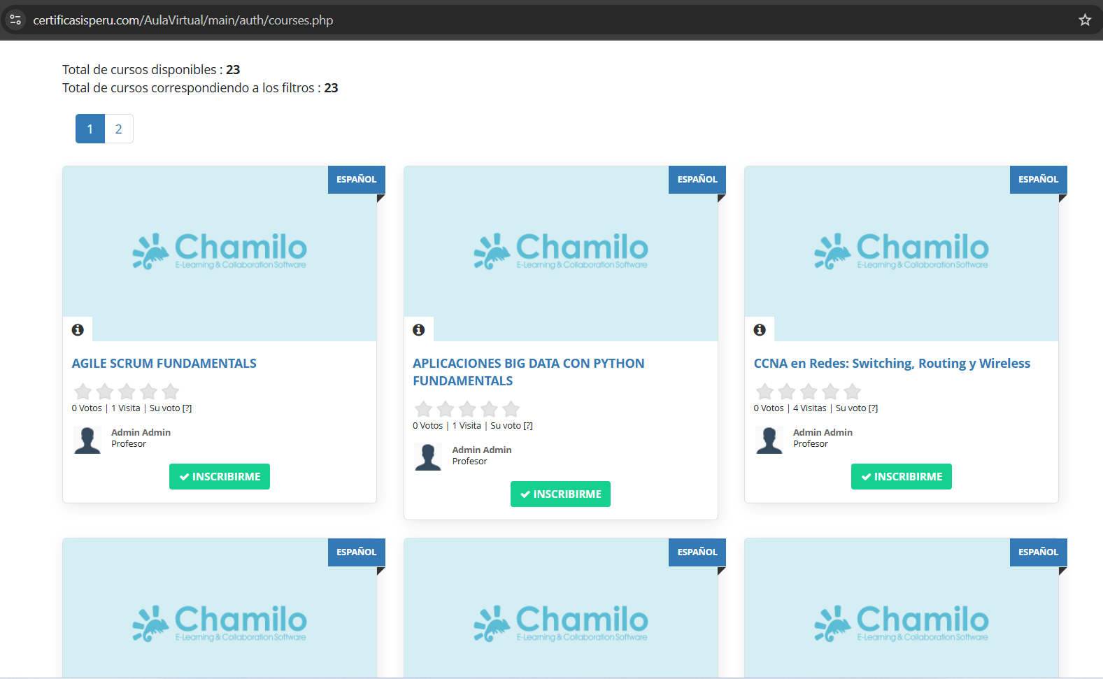Listado de 23 cursos y especialidades disponibles